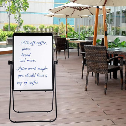 40"x28" U Stand Double Sided Magnetic Dry Erase Board Easel Stand, Whiteboard with Flipchart Paper Pad (25 Sheets)- Height Adjustable Standing Whiteboard for Modern Home Office, Homeschool & Studio