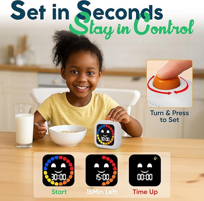 Digital Visual Timer for Kids - Rechargeable 99 Min Timer - Focus & Smoother Routines - Visual Timer for Classroom, ADHD Autism Toddler Support - Daily Use at Home, Therapy or School