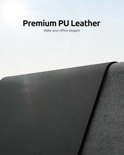 YSAGi Leather Desk Protector, Office Mat, Large Mouse Mat, Non-Slip PU Leather Blotter, Laptop Desk Pad, Waterproof Writing Pad for Office and Home (Dark Grey, 35.4" x 17")