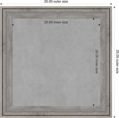 Amanti Art Grey Framed Magnetic Board 25x25 Medium Vision Board for use with Magnets, 100% Metal Sheet to Display Items as Office Decor or for Home Organization in mudroom, Kitchen or Kids Room