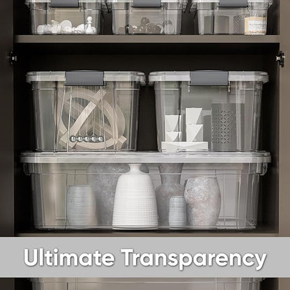 Superio Clear Storage Boxes with Lids, 16 Quart Plastic Container Bins for Organizing, Stackable Crates, BPA Free, Non Toxic, Odor Free, Organizers for Home, Office and Dorm, 4 Pack
