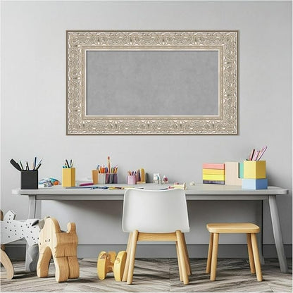 Amanti Art Silver Framed Magnetic Board 19x31 Small Vision Board for use with Magnets, 100% Metal Sheet to Display Items as Office Decor or for Home Organization in mudroom, Kitchen or Kids Room