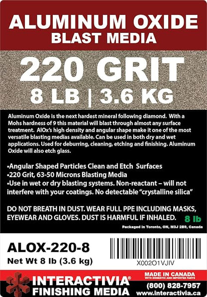 #220 Aluminum Oxide - 8 LBS - Ultra Fine Sand Blasting Abrasive Media for Blasting Cabinet and Blasting Guns.