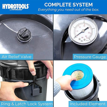 SWIMLINE HYDROTOOLS Model 76071-2 Sure-Flo Above-Ground Pool Cartridge Filter System - 70 Sq. Ft. Filtration Area, 0.9 THP, 4,500 GPH, 110V/60Hz Dual Speed Pump for Pools up to 19,000 Gallons