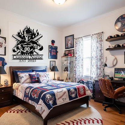 Personalized Baseball Metal Sign Custom Baseball Signs Wall Art, Custom Name Sign for Player, Boys Room Decor, Sports Wall Decor, Gift for Boys, Team, Dad, Man