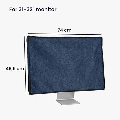 kwmobile Dust Cover for 31-32" Monitor - Linen Monitor Display Protector - Protect Your Computer Screen - Blue Grey