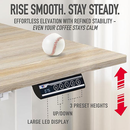 SHW 48-Inch Electric Height Adjustable Standing Desk with Drawer, Memory Preset and Cable Management Tray, Maple