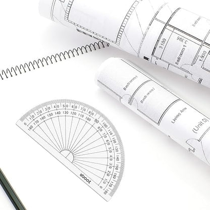eBoot 28 Pack Clear 180 Degree Plastic Protractors for Angle Measurement, 10 cm