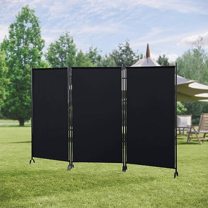 Proman Products - Galaxy Section Divider, Water Repellent Fabric Room Divider with Black Powder Coated Metal Frame for Indoors or Outdoors (Black)