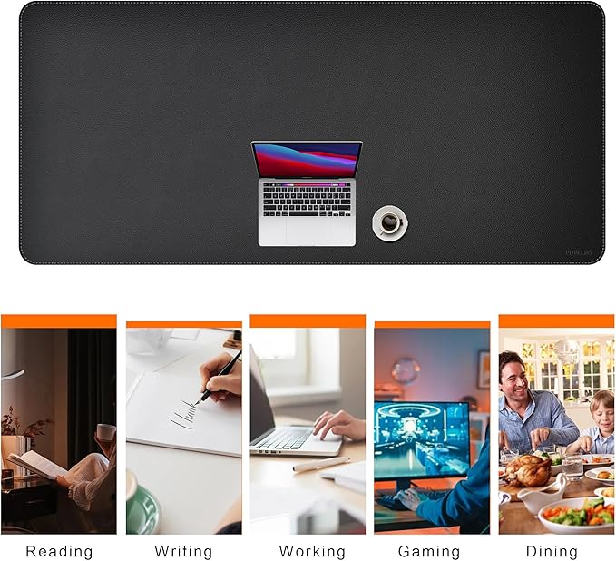 Mydours 79" x 36" Extra Large Desk Pad XXL, Desk Protector Mat with PU Leather, Mega Desk Blotter Mat for Office, Home, Dinner, Full Desk Pad for Keyboard and Mouse (Black)