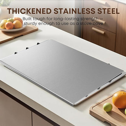 KORVOS Stainless Steel Cutting Board, 304 Stainless Steel Cutting Boards for Kitchen, Upgraded Anti-Scratch & Anti-Slip Surface, Large Metal Board for Meat Fruits Vegetables Baking, 23.6" x 19.6"