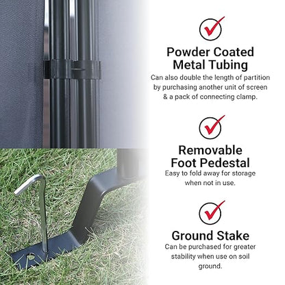 Proman Products - Galaxy Section Divider, Water Repellent Fabric Room Divider with Black Powder Coated Metal Frame for Indoors or Outdoors (Grey)