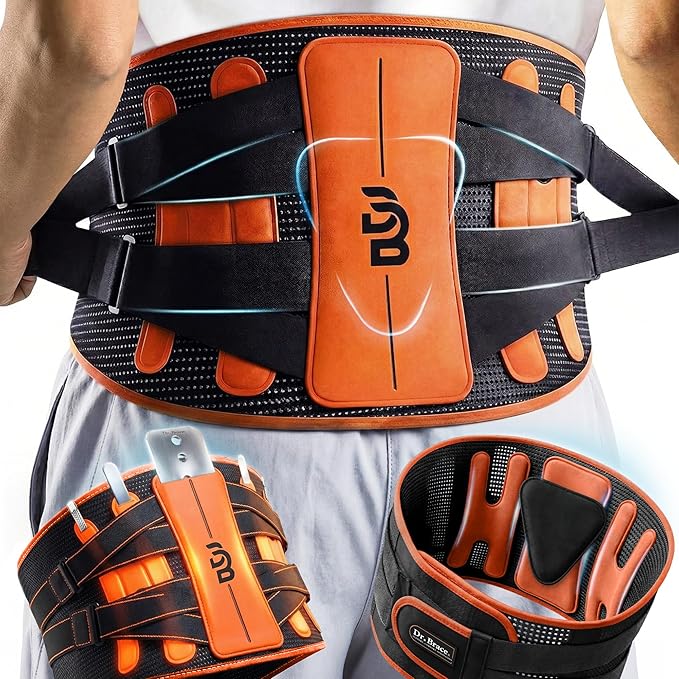 DR. BRACE® Lower Back Brace for Men & Women for Lower Back Pain Relief, Revolutionary Versatile Splints System & Removable Lumbar Pad, Adjustable & Breathable Back Support Brace (29.5-35.4″)
