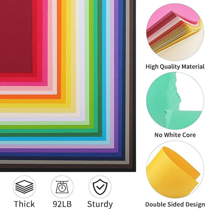 100 Sheets Colored Cardstock 25 Colors - 8.5 X 11 Inches Art Crafts Construction Paper, 92lb/250gsm Heavy Weight Thick Card Stock Paper for Printer, DIY Cards Making, Scrapbooking UAP24MX100
