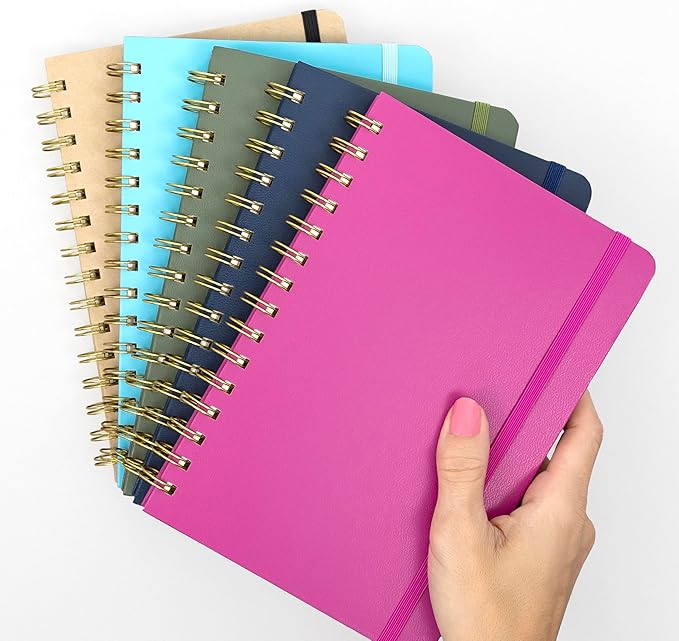 PAPERAGE Graph Paper Spiral Notebook & Journal, (Blush), 160 Pages, Medium 5.5 inches x 8 inches - 100 GSM Thick Graphing Paper, Hardcover, Double-Wire Grid Spiral Notebook