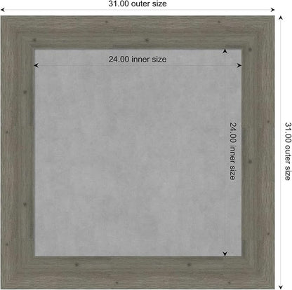 Amanti Art Grey Framed Magnetic Board 31x31 Medium Vision Board for use with Magnets, 100% Metal Sheet to Display Items as Office Decor or for Home Organization in mudroom, Kitchen or Kids Room