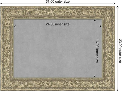 Amanti Art Silver Framed Magnetic Board 23x31 Medium Vision Board for use with Magnets, 100% Metal Sheet to Display Items as Office Decor or for Home Organization in mudroom, Kitchen or Kids Room