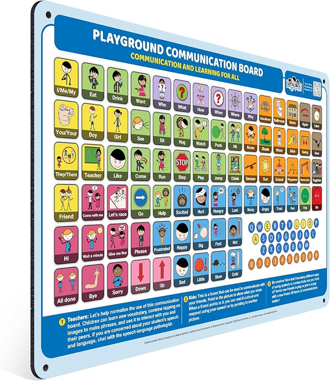 Weather-Proof Aluminum School Playground Communication Board for Autism - Outdoor Inclusive Communication Aid, Lightweight & Durable for Autism & Inclusive Play