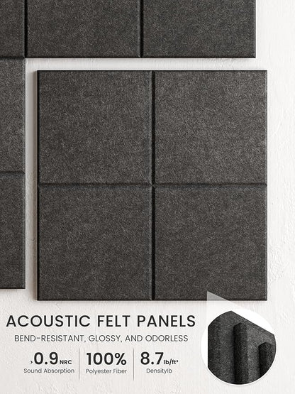 Bumusty Large Cork Board Alternative-36 x24 Felt Bulletin Board Tiles, with 30 Pushpins, 40 Adhesive Tabs, 6-Pack Slat Wall Paneling, Cork Boards for Office Push Pin Board Felt Board-Charcoal Gray
