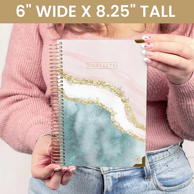 bloom daily planners Hardcover Contacts Address Password Book - Alphabetical Organizer with Tabs - 6” x 8.25" - Daydream Believer
