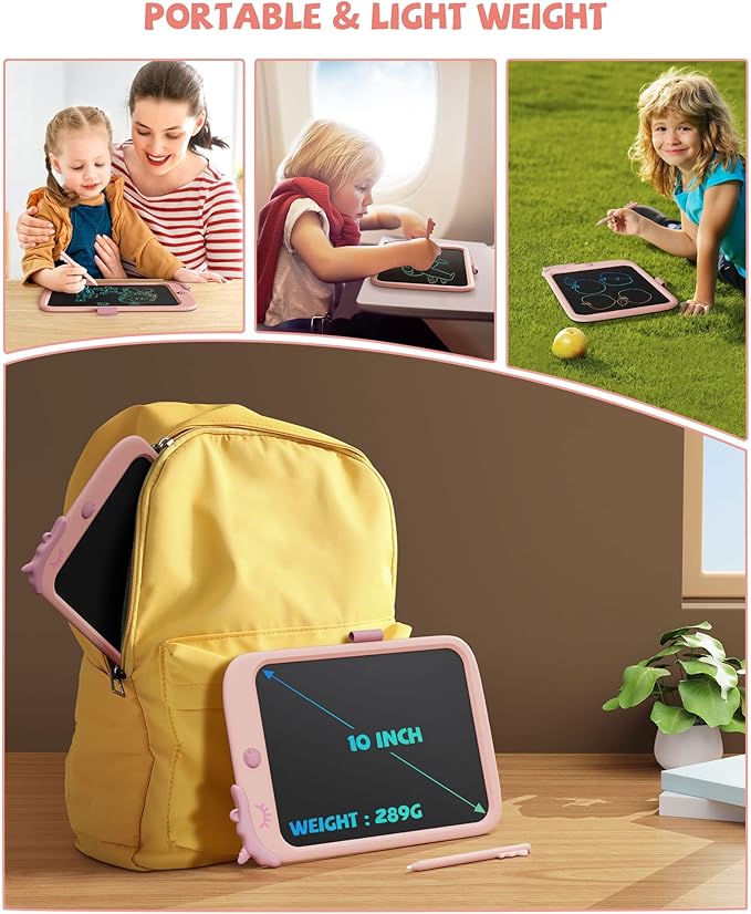 10 Inch Writing Tablet for Kids, Unicorn Toys Gifts for Girls Aged 3-5, Toddler Girl Toys Kids Educational Toys Travel Toys, Birthday Gift for 3 4 5 6 7 8 9 Year Old Girl(Pink)