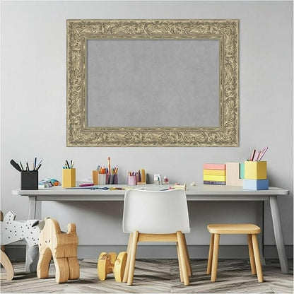 Amanti Art Silver Framed Magnetic Board 23x31 Medium Vision Board for use with Magnets, 100% Metal Sheet to Display Items as Office Decor or for Home Organization in mudroom, Kitchen or Kids Room
