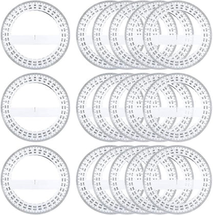 Pack of 24, 360-degree Protractor, 12.5cm (4.92") Diameter, Crystal Clear