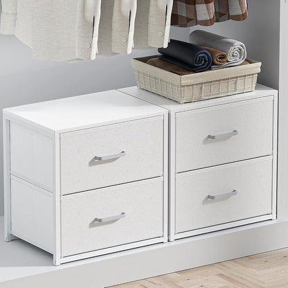 2 Pack Stackable Storage Drawers, Closet Drawers, White