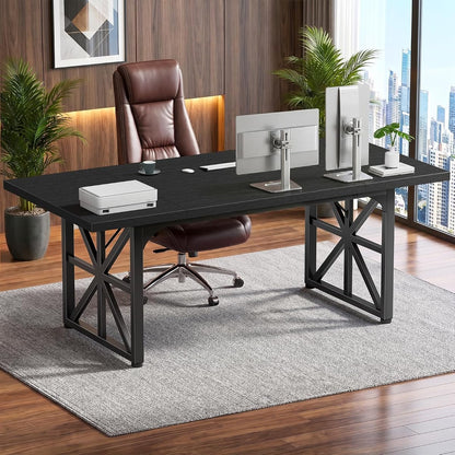 71" Executive Desk, Large Computer Table for Home Office, Black