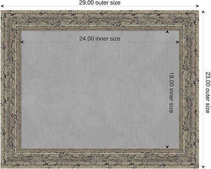 Amanti Art Silver Framed Magnetic Board 23x29 Medium Vision Board for use with Magnets, 100% Metal Sheet to Display Items as Office Decor or for Home Organization in mudroom, Kitchen or Kids Room