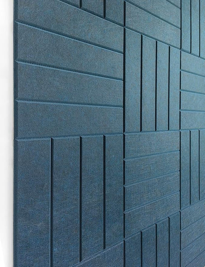 DECORITA Felt Bulletin Board Tiles | Modern Cork Board Alternative | Large Cork Boards for Walls | Aesthetic Felt Wall Panels for Office & Home Decor | Pinboard & Photo Board (12-Pack) | Prussian Blue