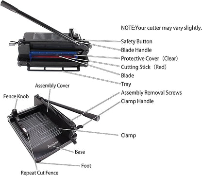 TEXALAN(R) Heavy Duty Guillotine Paper Cutter Black 400 Sheets Stack Paper Trimmer (A3-17'' Paper Cutter)