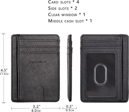 TOURSUIT Travel Minimalist Slim Front Pocket Wallet for Men Women, RFID Blocking Credit Card Holder Case (Cross Black)
