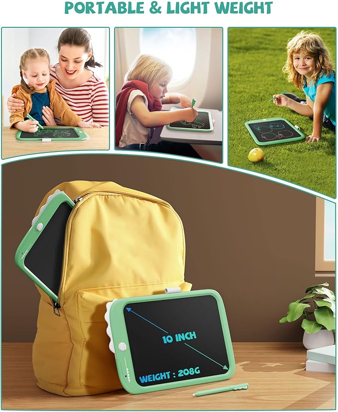 LCD Writing Tablet Dinosaur Toy for Kids,10 inch Doodle Board Drawing Pad Tablet with Lock Function, Erasable, Portable, Educational Learning Toy Gifts for 3 4 5 6 Years Old Boys Girls (Green)