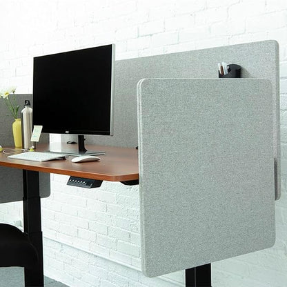 Stand Up Desk Store ReFocus Clamp-on Acoustic Desk Divider Privacy Panel That Reduces Noise and Visual Distractions (Cool Gray, 47.25" X 23.6")