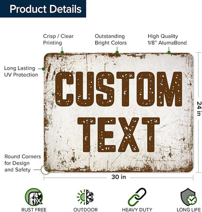 Custom Sign, Custom Street Sign, 11 Font Colors, 13 Font Styles, 4 Hole Options, 22 Sizes, 24x30 Inches, Rust Free DiBound, Fade Resistant, Made in USA by My Sign Center (Rustic)