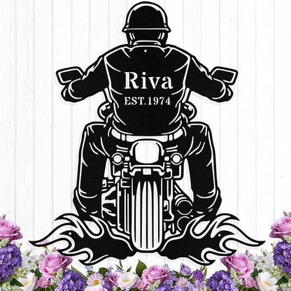 Custom Motorcycle Metal Signs Personalized Biker Name Sign Custom Garage Decor Motorbikes Wall Art Decor Motorcycle Sign Men Room Decorate Gifts for Men Husband Rider