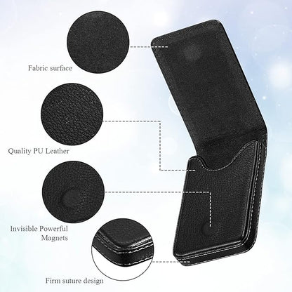 Outus 2 Pieces Business Card Holder, PU Leather Business Card Case Pocket Wallet with Magnetic Shut for Christmas Gift Men Women(Black, Classic)