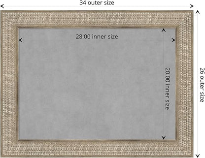 Amanti Art Silver Framed Magnetic Board 26x34 Medium Vision Board for use with Magnets, 100% Metal Sheet to Display Items as Office Decor or for Home Organization in mudroom, Kitchen or Kids Room