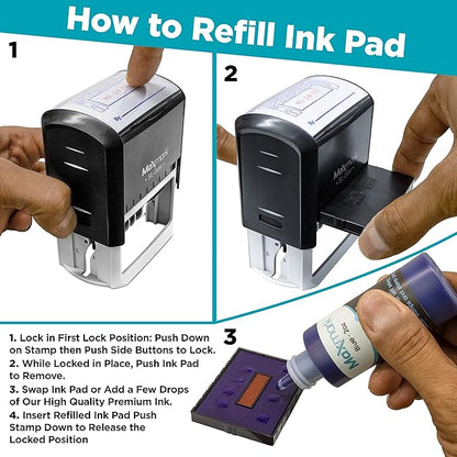 MaxMark Large Self-Inking Rubber Date Office Stamp with Faxed Phrase & Date - Black Ink, 12-Year Band - Style 3