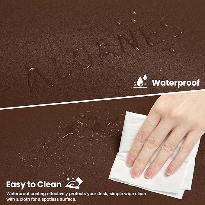 ALOANES Waterproof Mouse Pad with Durable Stitched Edge, XL Gaming Keyboard Pad, Non-Slip Rubber Base Mouse Mat, Extended Desk pad for Gamer, Office & Home, Brown Mousepad 31.5''x 11.8''x 0.12''