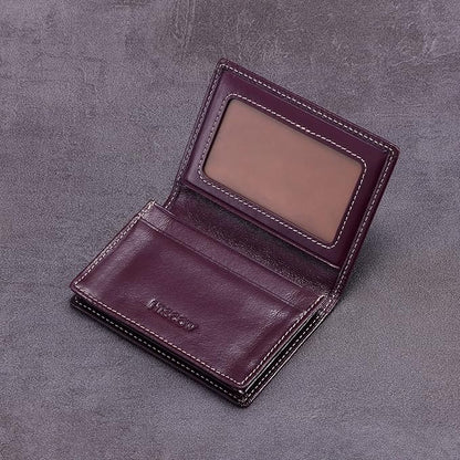 Leather Business Card Case Holder for Men & Women, Italian Calfskin