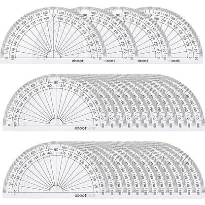 eBoot 28 Pack Clear 180 Degree Plastic Protractors for Angle Measurement, 10 cm
