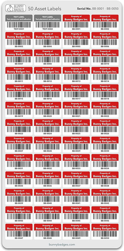 Custom Asset Tags - Asset Labels with Barcodes - 1.2” x 0.7” (100-5000 Labels)