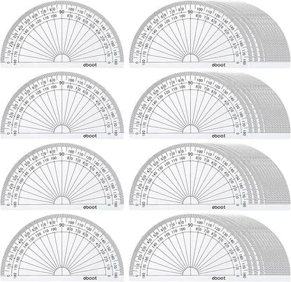 EBOOT 25 Pcs Math Protractors Plastic Protractor 180 Degrees, 4 Inches (Clear)