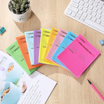Eaasty 9 Pieces While You were Out Pads 4 x 5 Inches Assorted Colors Sticky Notes Adhesive Message Pads Urgent Notes for Work Call, Office Supplies, 40 Sheets/Pad (Fluorescent Colors)