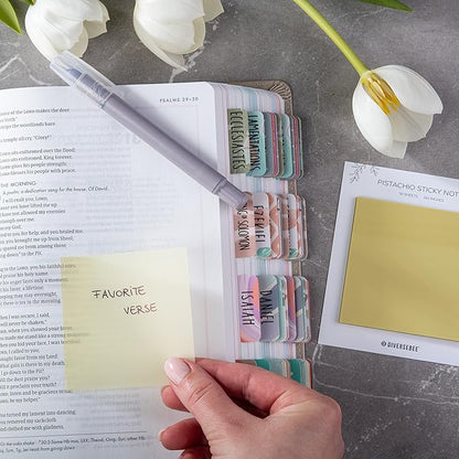 DiverseBee 50 Sheets Pastel Transparent Sticky Notes, 3x3” Clear Sticky Tabs, Translucent Page Flags Book Markers Stickers, Planner Accessories, Bible Journaling Study School Supplies (Pistachio)