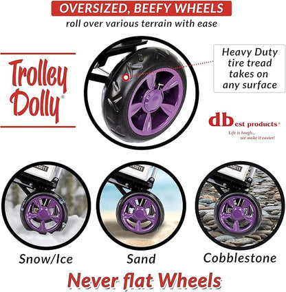 dbest products Trolley Dolly Purple Foldable Shopping cart for Groceries with Wheels and Removable Bag and Rolling Personal Handtruck Standard, 1 unit