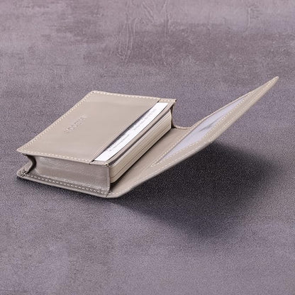 Leather Business Card Case Holder for Men & Women, Italian Calfskin