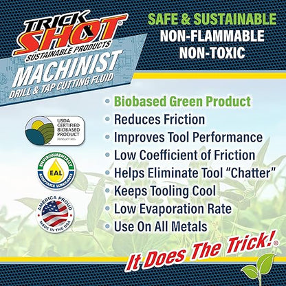 Premium USA-Made Cutting Oil & Fluid | 12 Unit Case - 8 oz. Metal Can | Non-Toxic, Eco-Friendly, NSF H1 & USDA Certified | Ideal for Metal Cutting, Tooling, and Machinist Applications by Trick Shot®